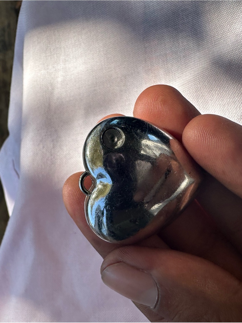 Heart-Shaped Silver Pendant Charm - Polished Silver Tone